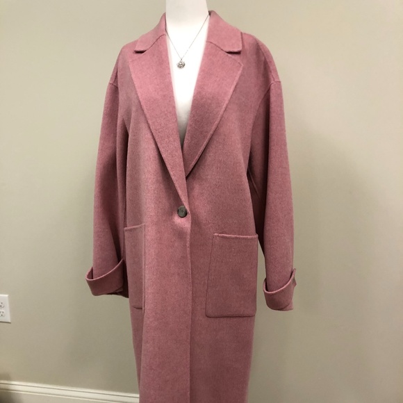 Pink One-Button Double-Face Wool-Cashmere Coat - Picture 4 of 7